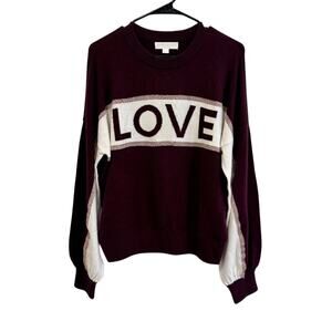 Spiritual Gangster Love Block Party Sweater Womens Size Large Red Rose Gold